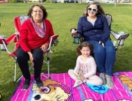 two women and child relax  at Dobson Ranch 2020 Sunday in the Park event