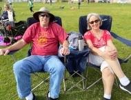 husband and wife in lawn chairs  at Dobson Ranch 2020 Sunday in the Park event