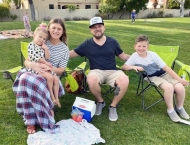 family of four in park  at Dobson Ranch 2020 Sunday in the Park event