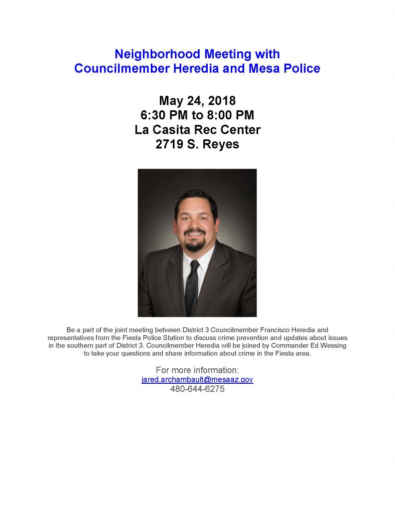 Crime Concerns and Prevention Meeting @ La Casita Recreation Center